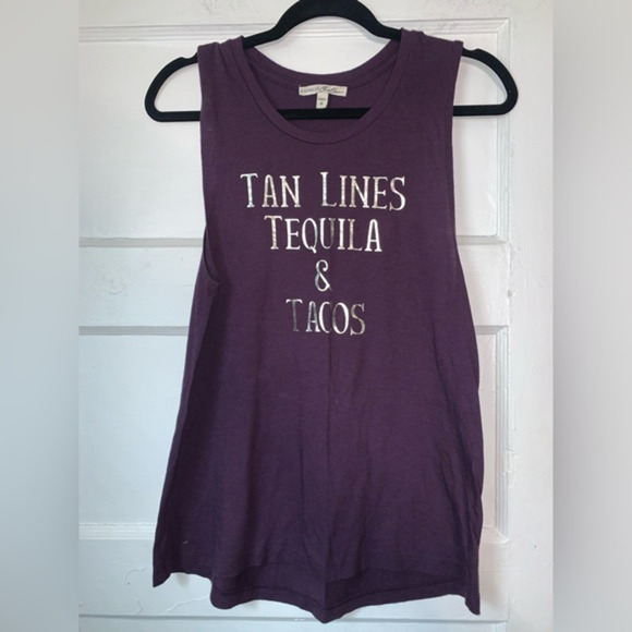 Express Tops - Express graphic muscle tank “tan lines, tequila, and tacos” size‎ small